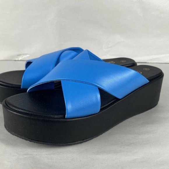 Women's Sportsgirl Size 40 Sienna Blue Modern Casual Crossover Platform Sandal - Picture 2 of 12